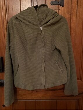 Anthropologie Saturday Sunday Olive Hooded Zip Front Utility Jacket